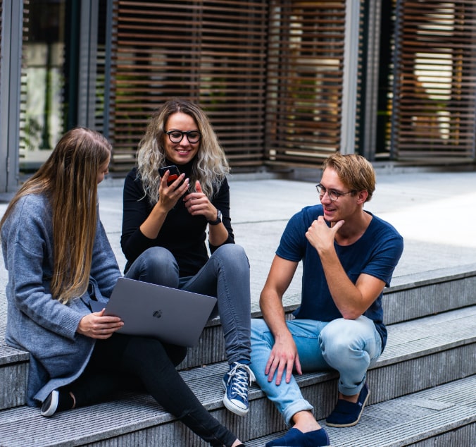 Students sitting on stairs